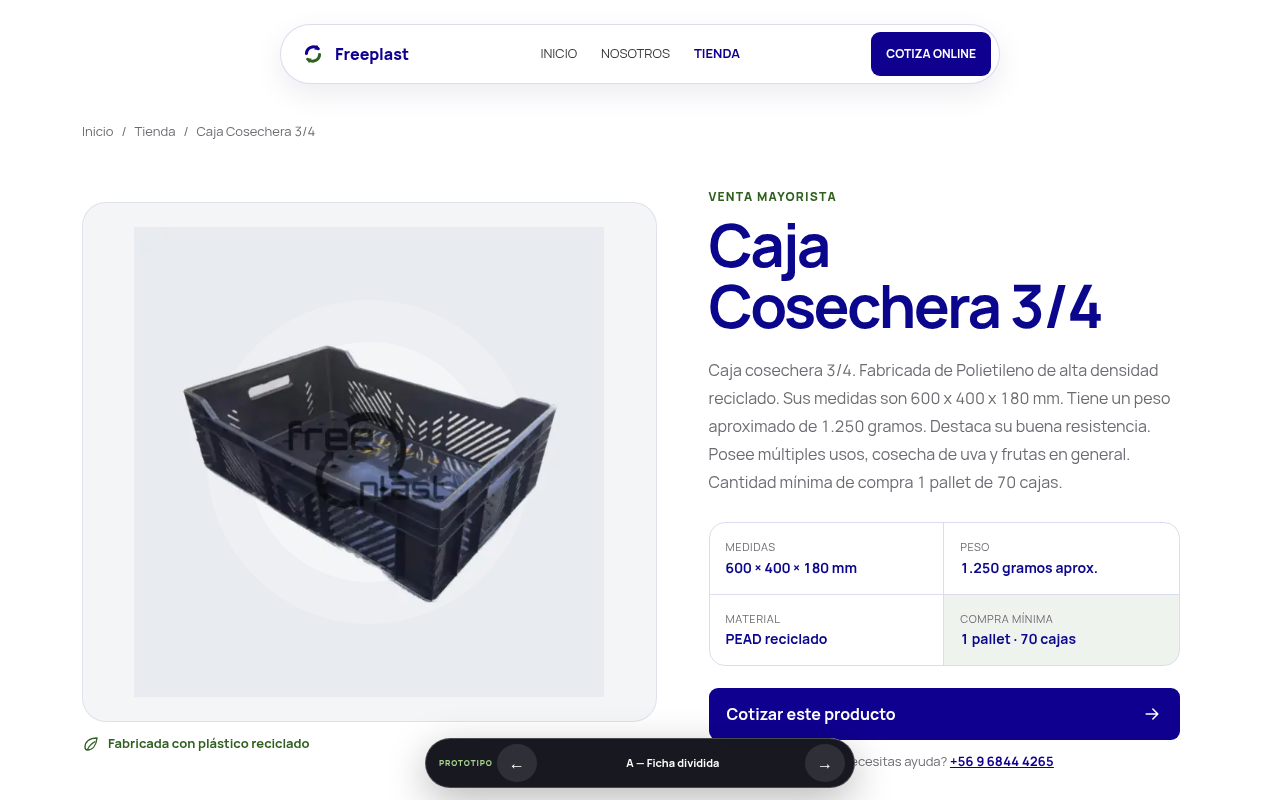 Vista previa del prototipo de ficha de producto