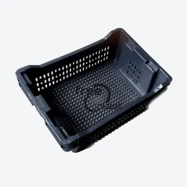 Caja Universal negra de plástico reciclado, vista tres cuartos